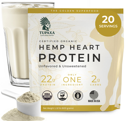 TUPAXA Organic Hemp Protein Powder – Unflavored – 20 Servings