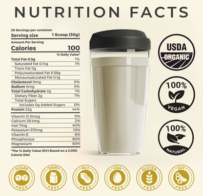 TUPAXA Organic Hemp Protein Powder – Unflavored – 20 Servings