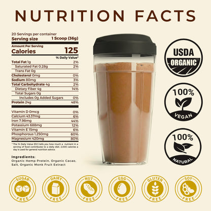 TUPAXA Organic Hemp Protein Powder – Chocolate – 20 Servings