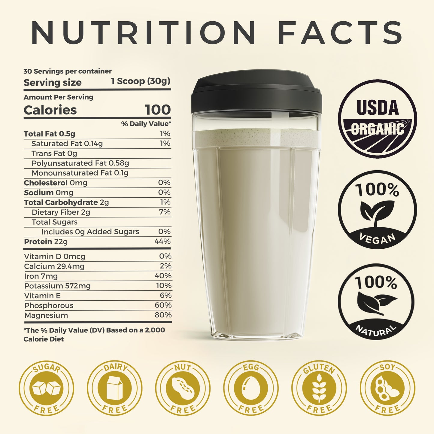 TUPAXA Organic Hemp Protein Powder – Unflavored – 30 Servings