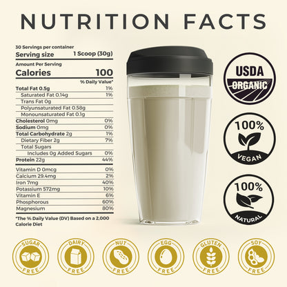 TUPAXA Organic Hemp Protein Powder – Unflavored – 30 Servings