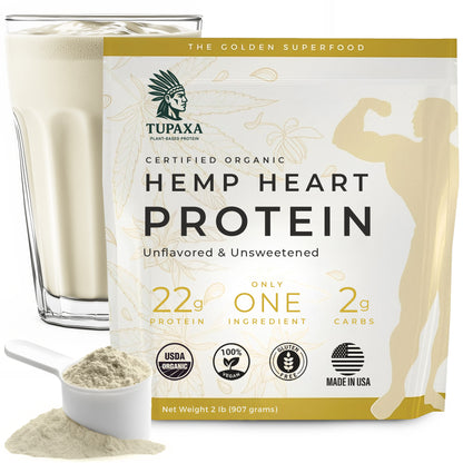 TUPAXA Organic Hemp Protein Powder – Unflavored – 30 Servings