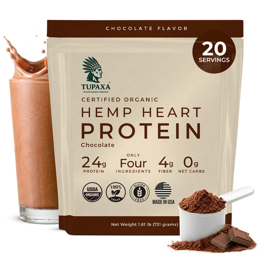 TUPAXA Organic Hemp Protein Powder – Chocolate – 20 Servings