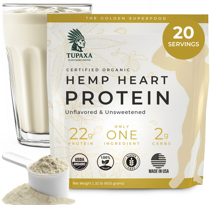 TUPAXA Organic Hemp Protein Powder – Unflavored – 20 Servings
